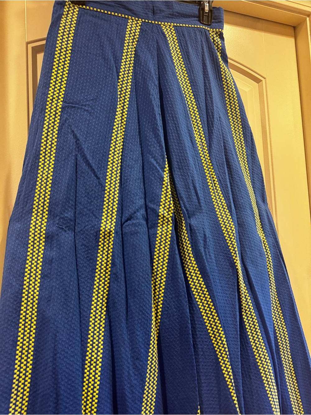 Ace & Jig Blue Wrap Skirt with Yellow-Green Stripe Panels - Picture 2 of 5